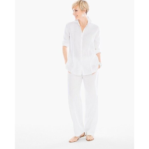 EUC Chico's Straight-Leg Linen Pants Size 2.5R - Picture 1 of 14